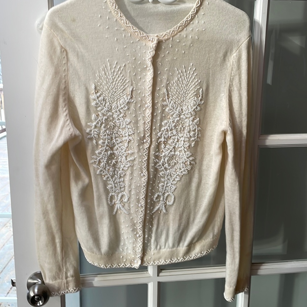 Vintage Wool Beaded cardigan, size M